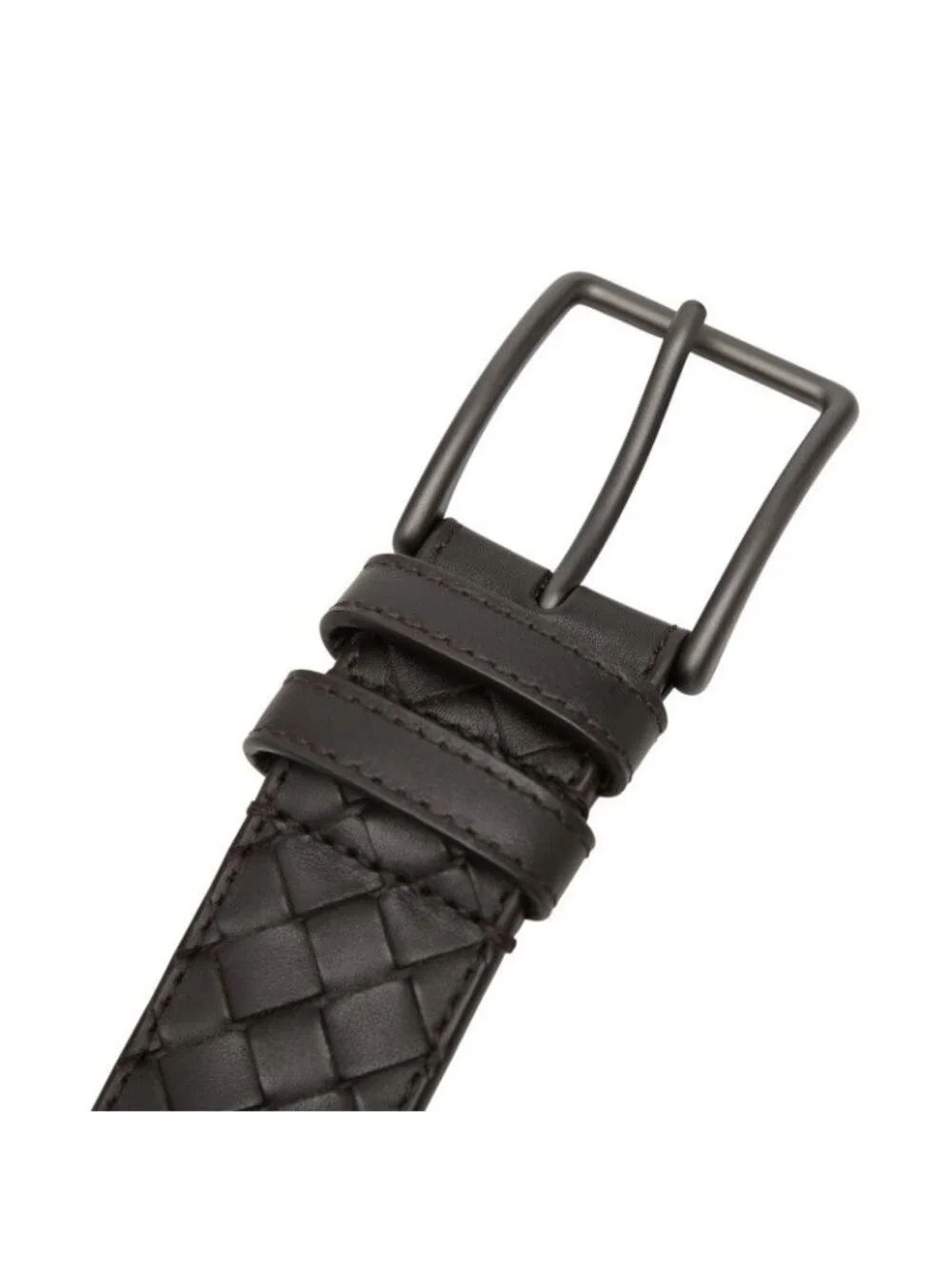 Bottega Veneta Intrecciato Belt 85 Dark Brown Leather